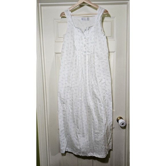 Barad And Co Nightgown Floral Roses Small Lace Trim Sleeveless Full Length - Picture 2 of 9